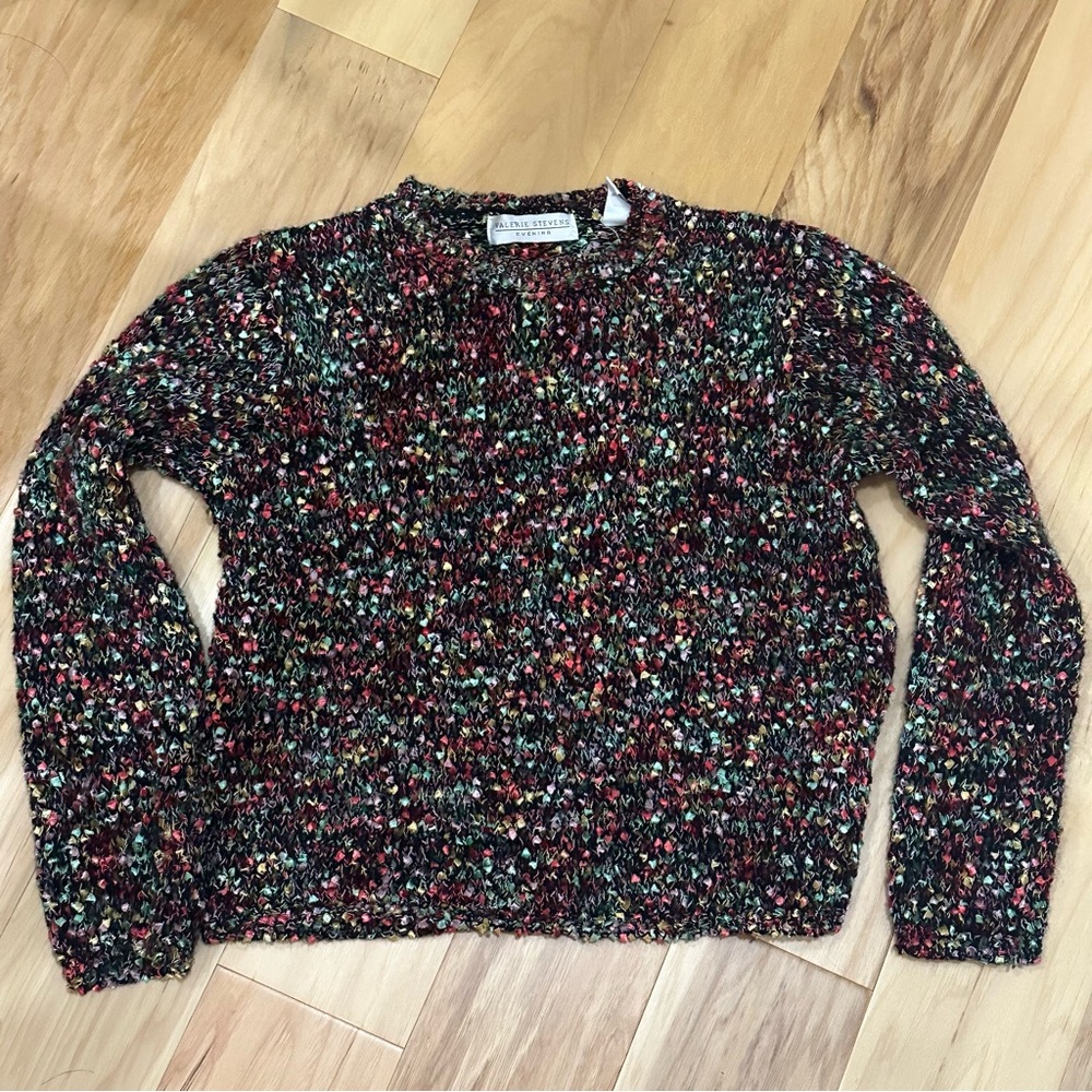 Vintage Valerie Stevens multicolor confetti popcorn knit sweater